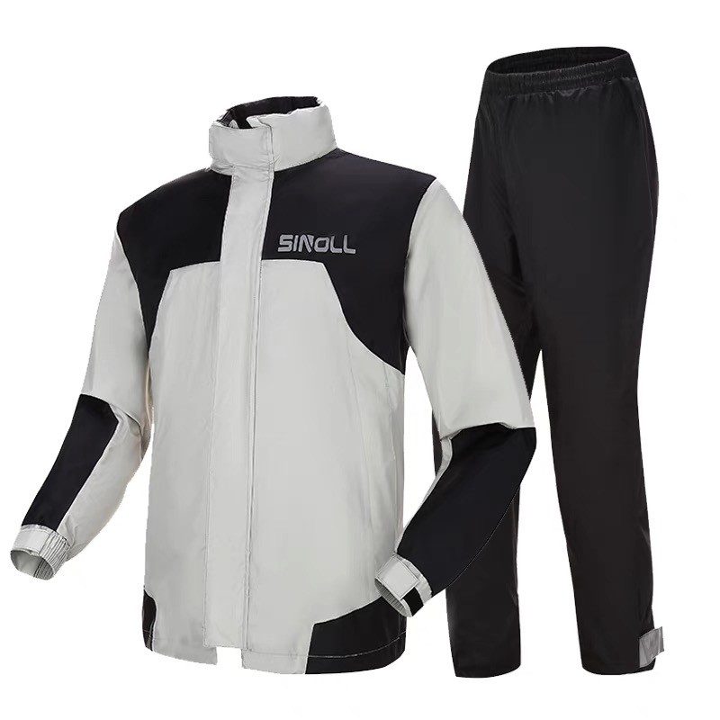 SN-105 210D Nylon Oxford two-piece rain suit in Imperial Grey — jacket + trouser set on white