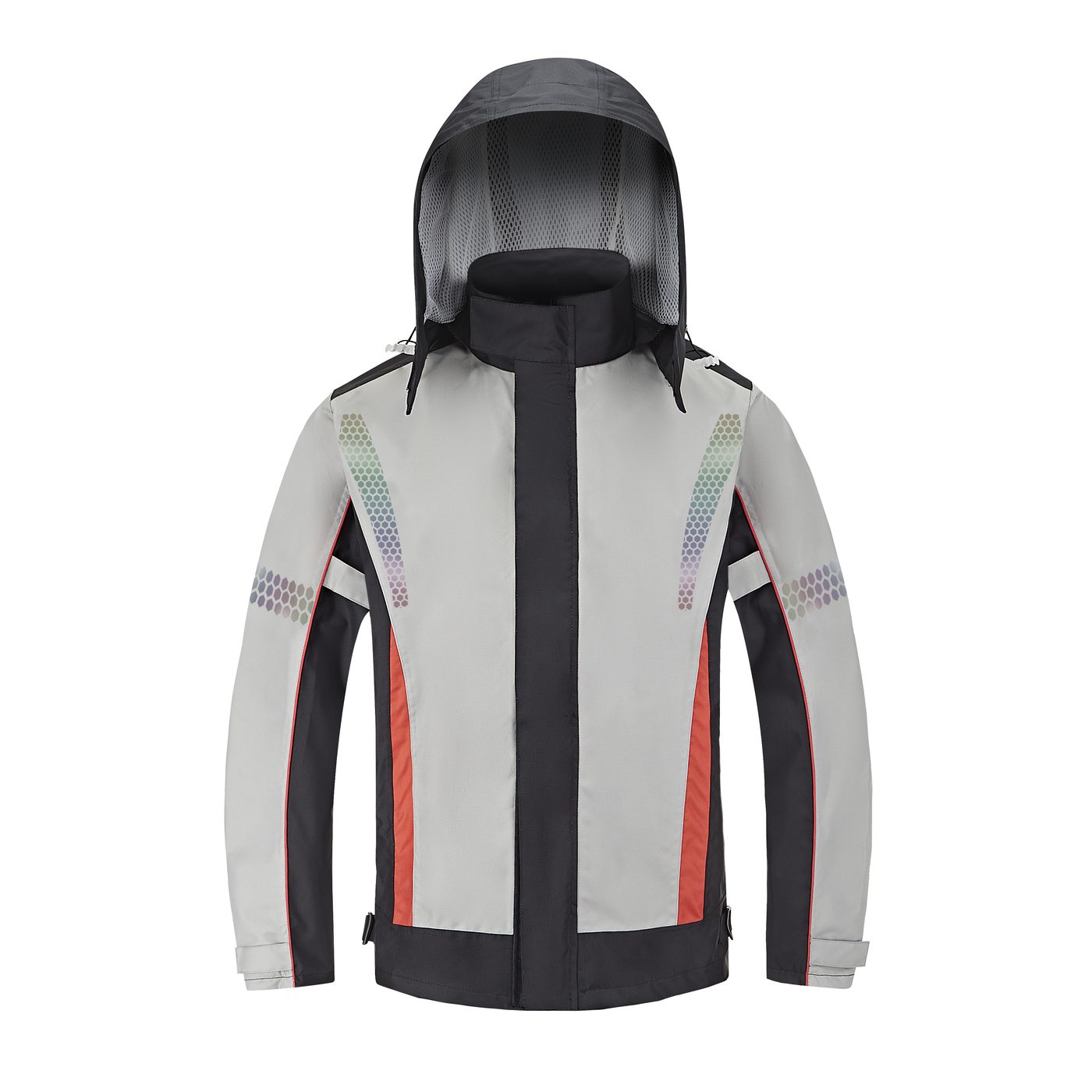 SN-117 300D Oxford touring rain jacket in Grey-Black — front view on white background